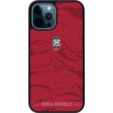 Coque iPhone 12 / 12 Pro - Silicone rigide noir Maillot de football Corée du Sud 2026 personnalisable