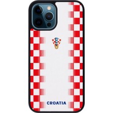 Coque iPhone 12 / 12 Pro - Silicone rigide noir Maillot de football Croatie 2026 personnalisable