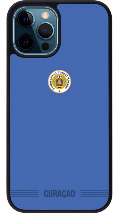 Coque iPhone 12 / 12 Pro - Silicone rigide noir Maillot de football Curaçao 2026 personnalisable