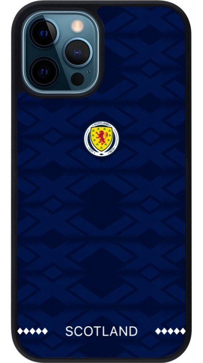 Coque iPhone 12 / 12 Pro - Silicone rigide noir Maillot de football Ecosse 2026 personnalisable