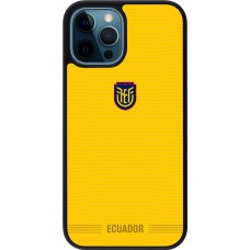Coque iPhone 12 / 12 Pro - Silicone rigide noir Maillot de football Équateur 2026 personnalisable