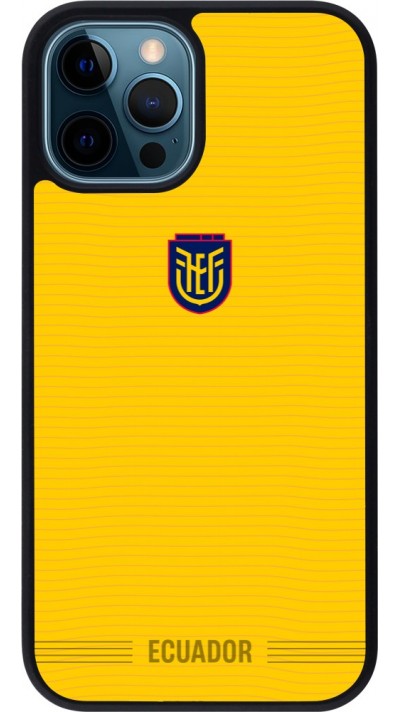 Coque iPhone 12 / 12 Pro - Silicone rigide noir Maillot de football E?quateur 2026 personnalisable