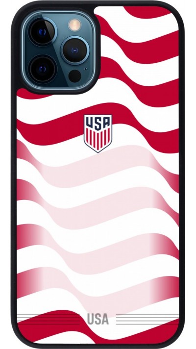 Coque iPhone 12 / 12 Pro - Silicone rigide noir Maillot de football E?tats Unis 2026 personnalisable