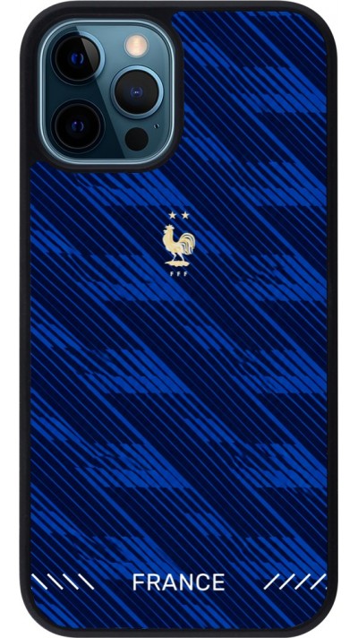 Coque iPhone 12 / 12 Pro - Silicone rigide noir Maillot de football France 2026 personnalisable