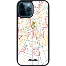 Coque iPhone 12 / 12 Pro - Silicone rigide noir Maillot de football Ghana 2026 personnalisable