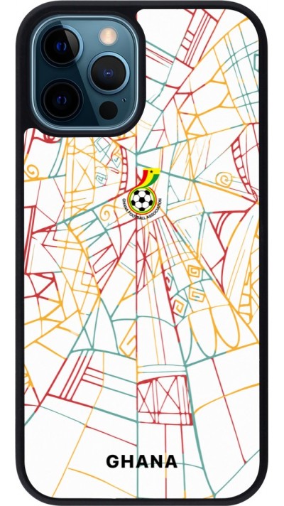 Coque iPhone 12 / 12 Pro - Silicone rigide noir Maillot de football Ghana 2026 personnalisable
