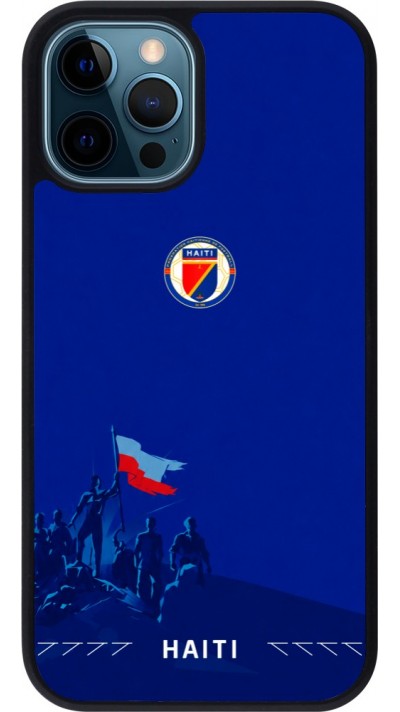 Coque iPhone 12 / 12 Pro - Silicone rigide noir Maillot de football Haiti 2026 personnalisable