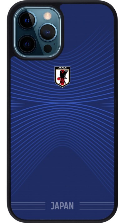 Coque iPhone 12 / 12 Pro - Silicone rigide noir Maillot de football Japon 2026 personnalisable