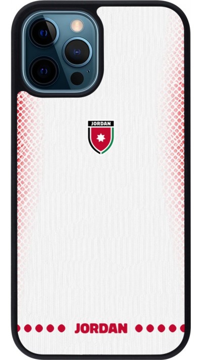 Coque iPhone 12 / 12 Pro - Silicone rigide noir Maillot de football Jordanie 2026 personnalisable