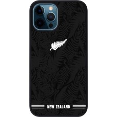 Coque iPhone 12 / 12 Pro - Silicone rigide noir Maillot de football Nouvelle-Zélande 2026 personnalisable