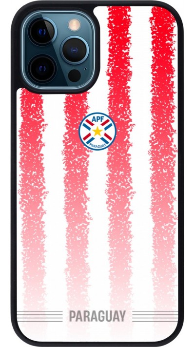 Coque iPhone 12 / 12 Pro - Silicone rigide noir Maillot de football Paraguay 2026 personnalisable
