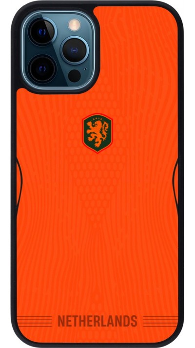 Coque iPhone 12 / 12 Pro - Silicone rigide noir Maillot de football Pays-Bas 2026 personnalisable
