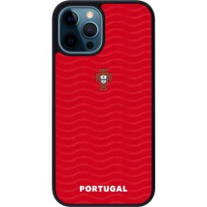 Coque iPhone 12 / 12 Pro - Silicone rigide noir Maillot de football Portugal 2026 personnalisable