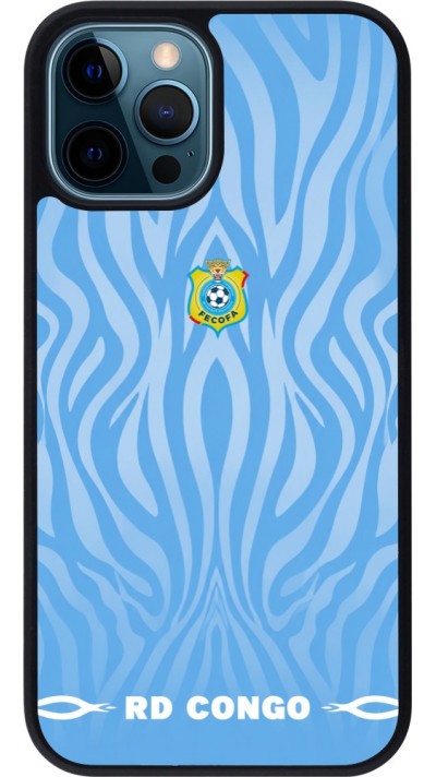 Coque iPhone 12 / 12 Pro - Silicone rigide noir Maillot de football RD Congo 2026 personnalisable