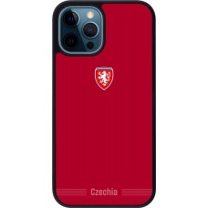 Coque iPhone 12 / 12 Pro - Silicone rigide noir Maillot de football Répuplique Tchèque 2026 personnalisable