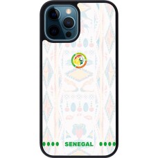 Coque iPhone 12 / 12 Pro - Silicone rigide noir Maillot de football Sénégal 2026 personnalisable