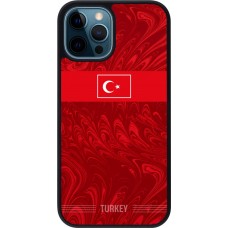 Coque iPhone 12 / 12 Pro - Silicone rigide noir Maillot de football Turquie 2026 personnalisable