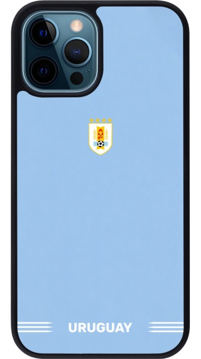Coque iPhone 12 / 12 Pro - Silicone rigide noir Maillot de football Uruguay 2026 personnalisable