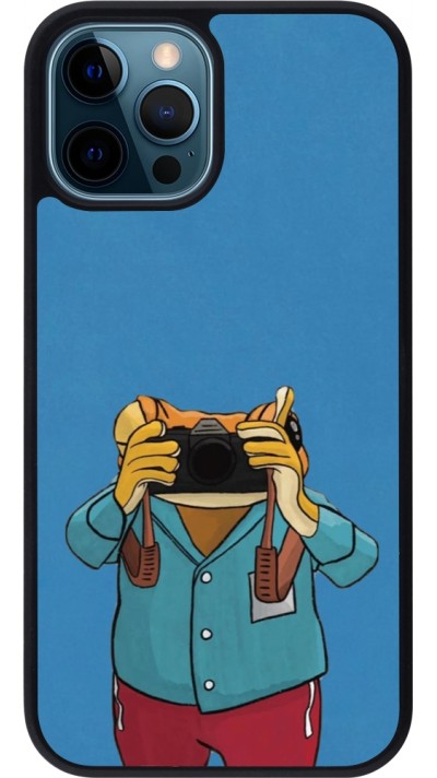 iPhone 12 / 12 Pro Case Hülle - Silikon schwarz Frog with camera DTMF