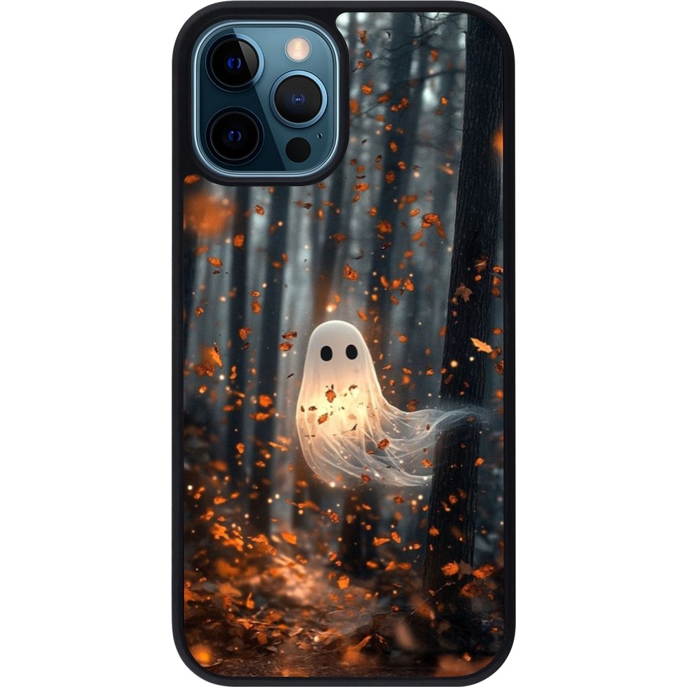 Coque iPhone 12 / 12 Pro - Silicone rigide noir Halloween 2025 Ghost in the forest