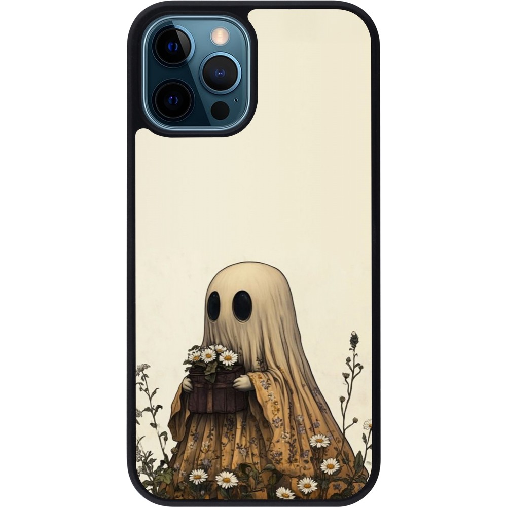 Coque iPhone 12 / 12 Pro - Silicone rigide noir Halloween 2025 Ghost gardener