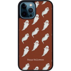Coque iPhone 12 / 12 Pro - Silicone rigide noir Halloween 2025 Pattern of ghosts