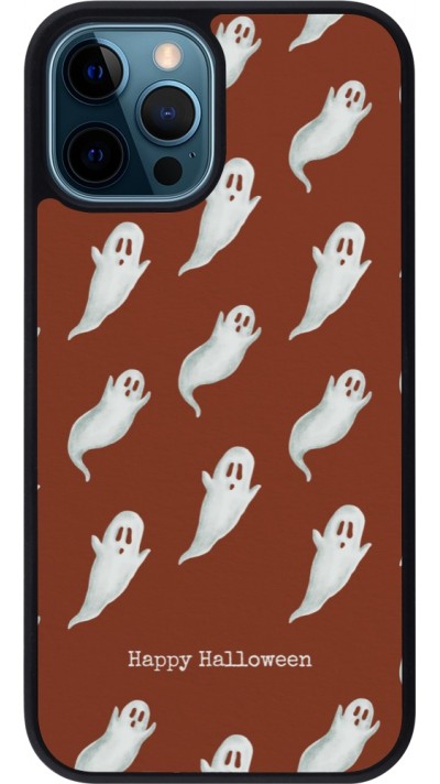 Coque iPhone 12 / 12 Pro - Silicone rigide noir Halloween 2025 Pattern of ghosts