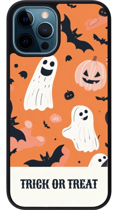 Coque iPhone 12 / 12 Pro - Silicone rigide noir Halloween 2025 Trick treat
