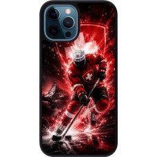 Coque iPhone 12 / 12 Pro - Silicone rigide noir Hockey World Championship Player