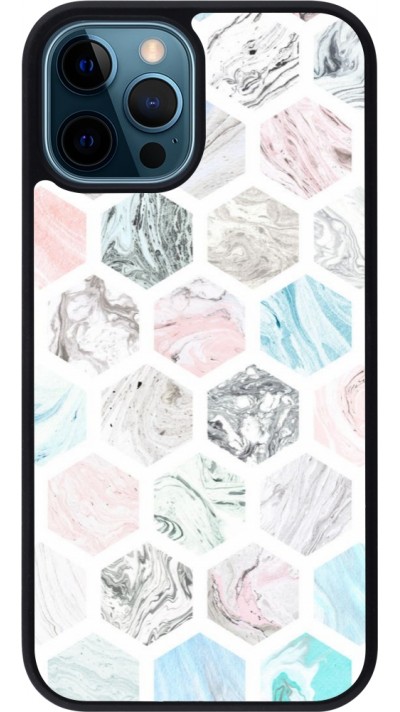 iPhone 12 / 12 Pro Case Hülle - Silikon schwarz Marble Everything