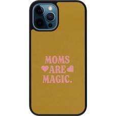Coque iPhone 12 / 12 Pro - Silicone rigide noir Mom 2026 Are Magic