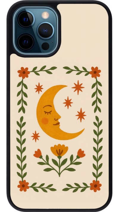 Coque iPhone 12 / 12 Pro - Silicone rigide noir Half moon stamp 2026