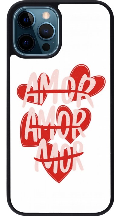 Coque iPhone 12 / 12 Pro - Silicone rigide noir Saint Valentines Day 26 Amor