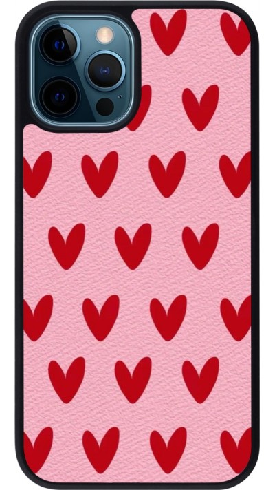 Coque iPhone 12 / 12 Pro - Silicone rigide noir Saint Valentines Day 26 Pattern heart