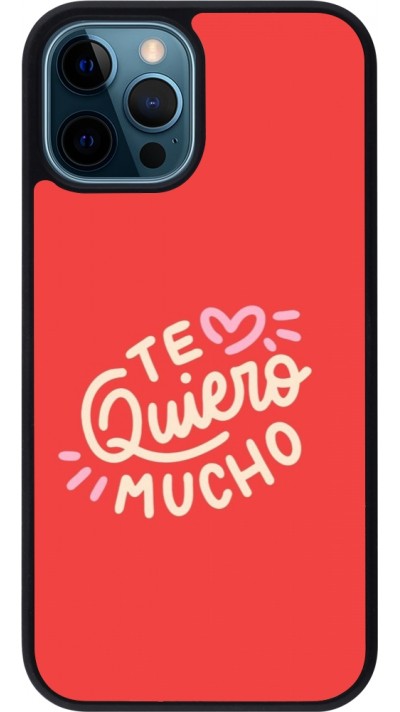 Coque iPhone 12 / 12 Pro - Silicone rigide noir Saint Valentines Day 26 Te quiero mucho