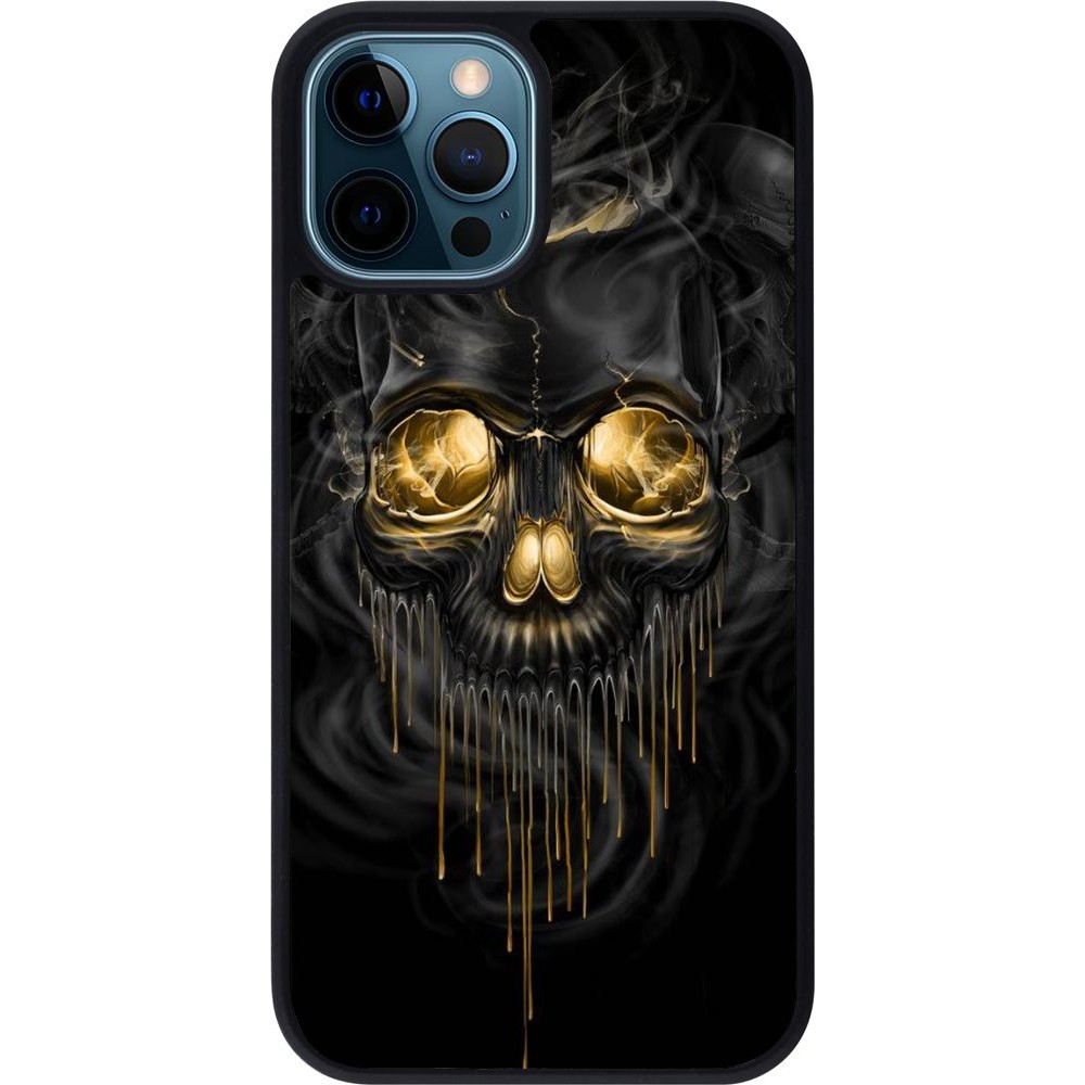 Hülle iPhone 12 / 12 Pro - Silikon schwarz Skull 02