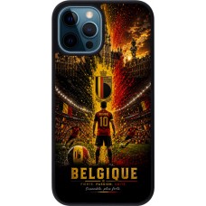 Coque iPhone 12 / 12 Pro - Silicone rigide noir Football Belgique splash 2026