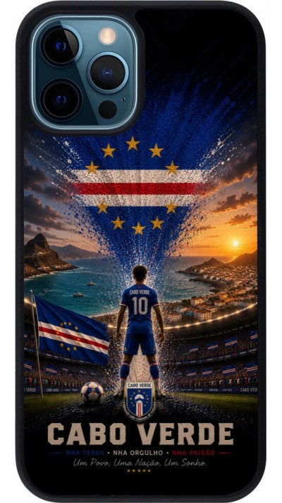 Coque iPhone 12 / 12 Pro - Silicone rigide noir Football Cap-Vert splash 2026