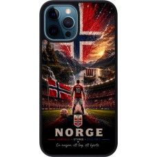 Coque iPhone 12 / 12 Pro - Silicone rigide noir Football Norvège splash 2026