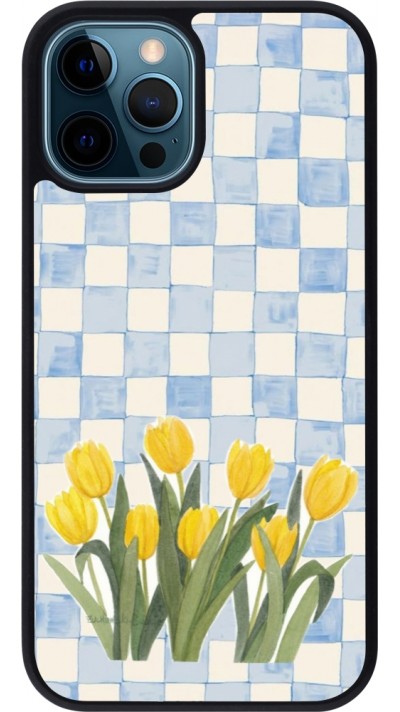 iPhone 12 / 12 Pro Case Hülle - Silikon schwarz Blue vichy tulips Spring 2026