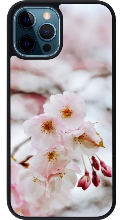 iPhone 12 / 12 Pro Case Hülle - Silikon schwarz Cherry tree Spring 2026