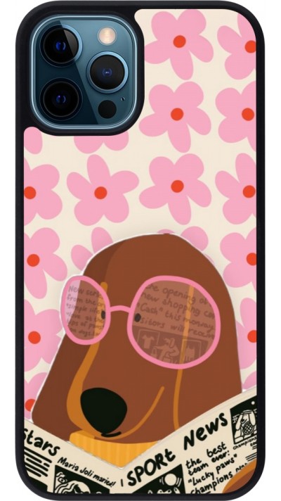 iPhone 12 / 12 Pro Case Hülle - Silikon schwarz Dog with newspaper Spring 2026