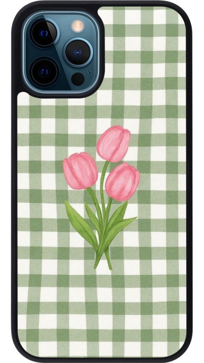 iPhone 12 / 12 Pro Case Hülle - Silikon schwarz Green vichy tulips Spring 2026