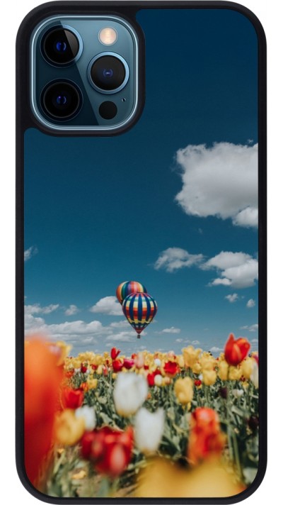 iPhone 12 / 12 Pro Case Hülle - Silikon schwarz Hot air balloon Spring 2026