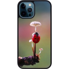 iPhone 12 / 12 Pro Case Hülle - Silikon schwarz Ladybird on a mushroom Spring 2026