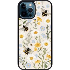 iPhone 12 / 12 Pro Case Hülle - Silikon schwarz Pattern bees Spring 2026