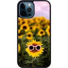 iPhone 12 / 12 Pro Case Hülle - Silikon schwarz Sunflower with glasses Spring 2026