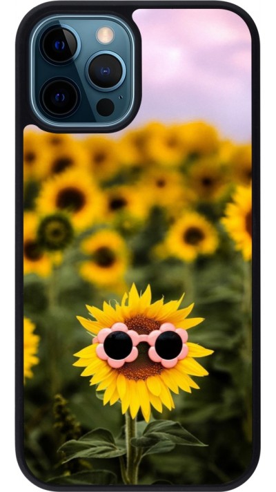 iPhone 12 / 12 Pro Case Hülle - Silikon schwarz Sunflower with glasses Spring 2026