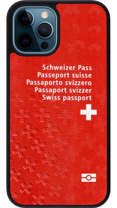 Coque iPhone 12 / 12 Pro - Silicone rigide noir Swiss Passport