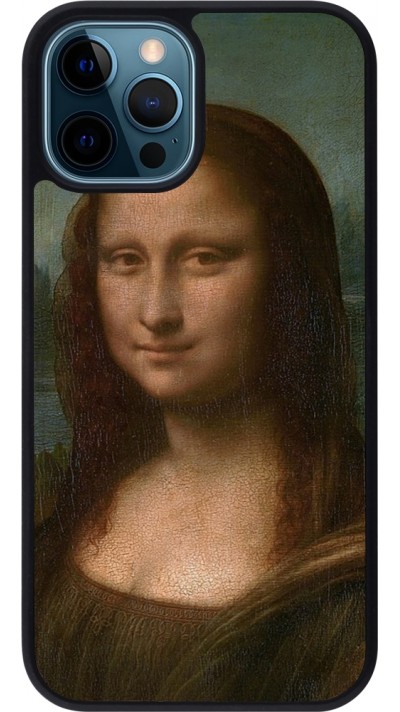 iPhone 12 / 12 Pro Case Hülle - Silikon schwarz Kunstbild - Mona Lisa - Leonardo de Vinci
